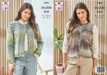 King Cole DK Knitting Pattern - 6496 Ladies Cardigan & Waistcoat (2 Designs)