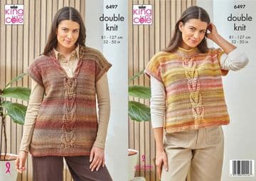 King Cole DK Knitting Pattern - 6497 Ladies Tunic & Tank (2 Designs)