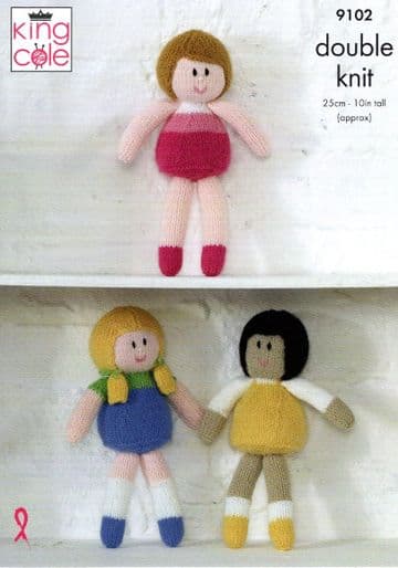 King Cole DK Knitting Pattern - 9102 Dolls
