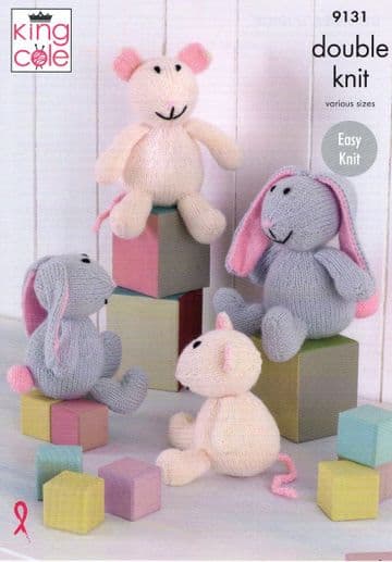 King Cole DK Knitting Pattern - 9131 Bunnies & Mice
