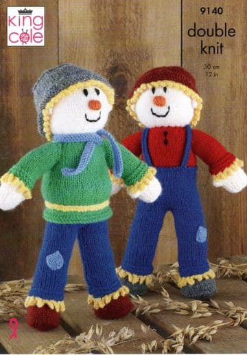 King Cole DK Knitting Pattern - 9140 Scarecrows