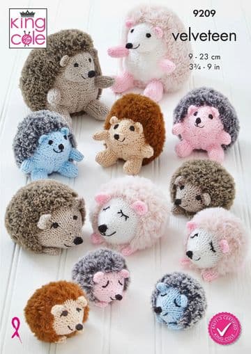 King Cole DK Knitting Pattern - 9209 Hedgehogs (3 Sizes)