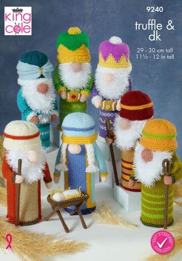 King Cole DK Knitting Pattern - 9240 Gonks Nativity (7 Designs)