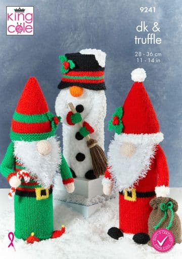King Cole DK Knitting Pattern - 9241 Gonks Christmas Pringles Tube Covers (3 Designs)