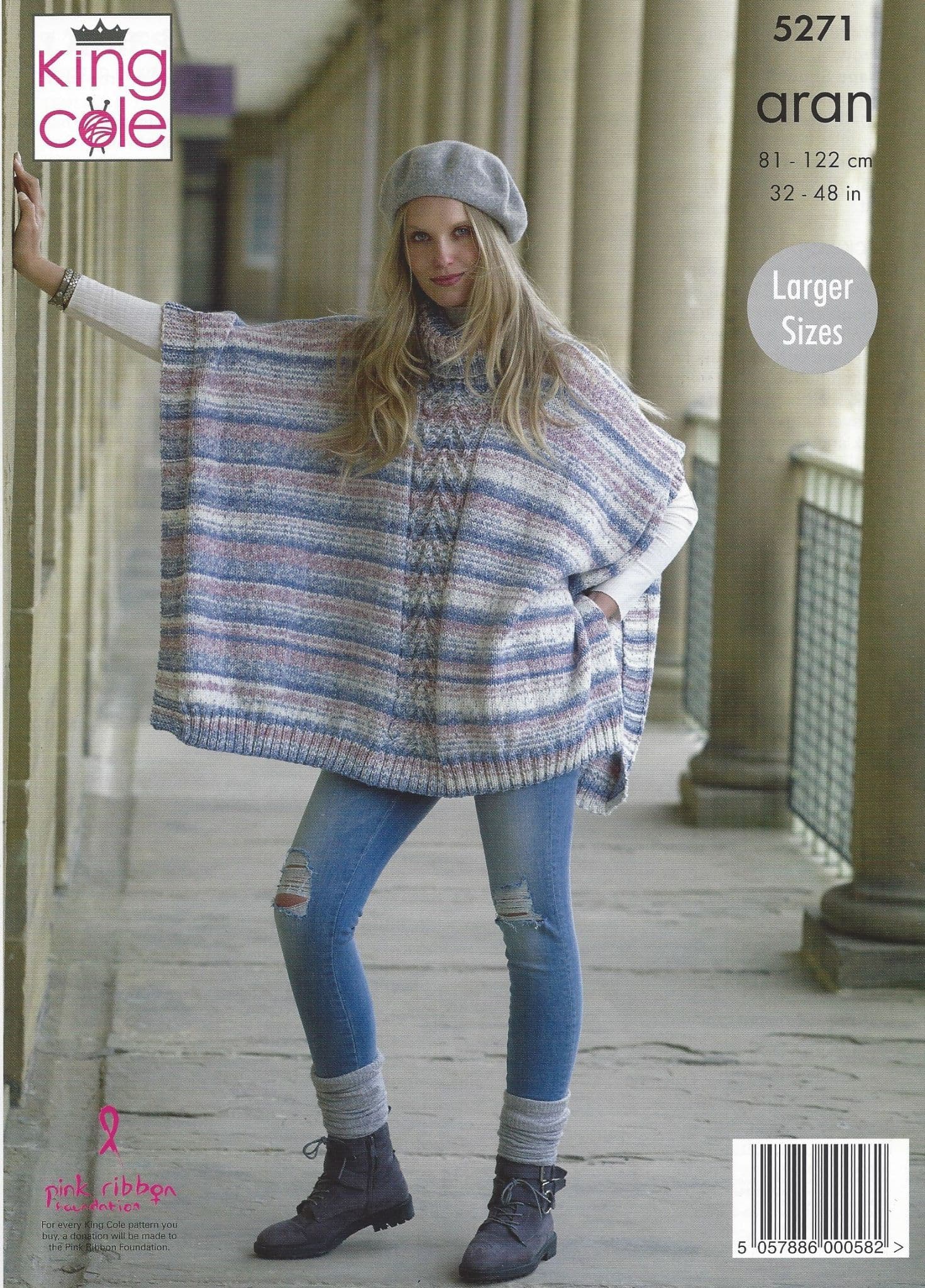 King Cole Drifter Aran 5271 Ladies Ponchos Knitting Patterns