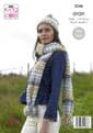 King Cole Drifter Aran - 5546 Cardigan, Hat & Scarf