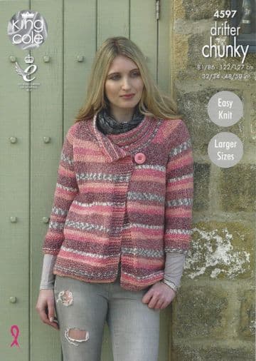 King Cole Drifter Chunky - 4597 Ladies Jacket Knitting Pattern