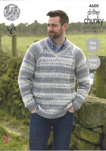 King Cole Drifter Chunky - 4600 Mens Sweaters Knitting Pattern
