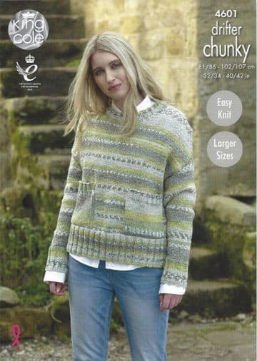 King Cole Drifter Chunky - 4601 Ladies Sweaters Knitting Pattern