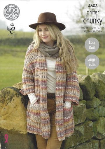 King Cole Drifter Chunky - 4603 Ladies Jackets Knitting Pattern