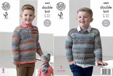 King Cole Drifter DK - 4453 Sweaters, Hat & Scarf Knitting Pattern