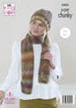 King Cole Explorer Super Chunky Knitting Pattern - 5455 Sweater, Hat & Scarf