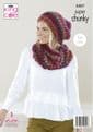 King Cole Explorer Super Chunky Knitting Pattern - 5457 Cardigan, Hat & Cowl