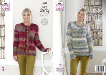 King Cole Explorer Super Chunky Knitting Pattern - 5458 Cardigan & Sweater