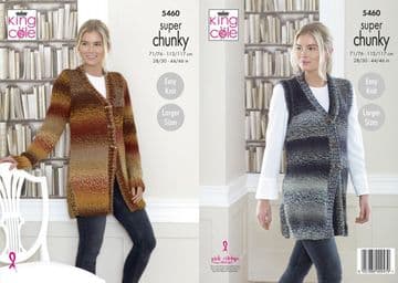 King Cole Explorer Super Chunky Knitting Pattern - 5460 Cardigans & Waistcoat