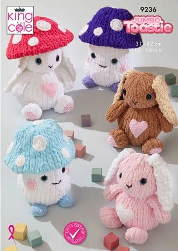 King Cole Jumbo Toastie Knitting Pattern - 9236 Toadstool Characters (5 Designs)