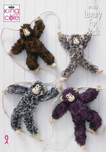 King Cole Luxury Fur & DK Knitting Pattern - 9125 Chimpanzees
