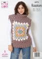 King Cole Mega Chunky Crochet Pattern - 6274 Ladies Sweater & Tank Top