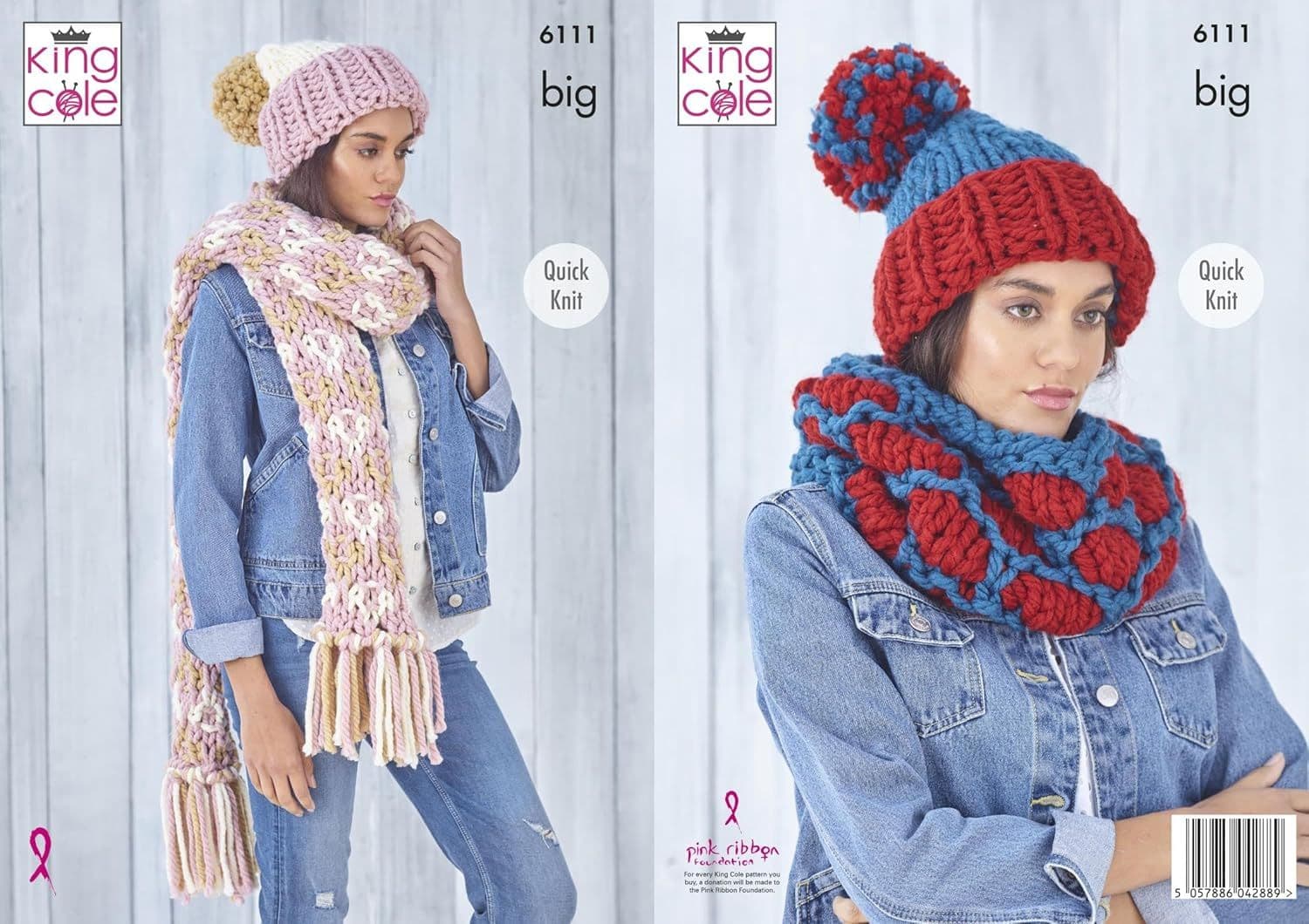 King Cole Mega Chunky Knitting Pattern 6111 Ladies Hat, Scarf Snood
