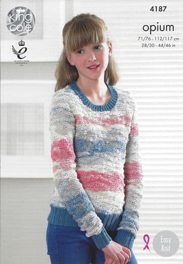 King Cole Opium Knitting Pattern - 4187 Sweater & Top