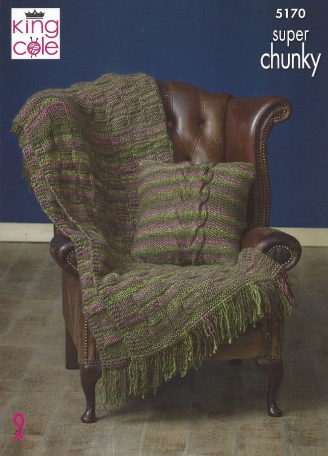 King Cole Orbit Super Chunky - 5170 Blanket & Cushion Knitting Pattern