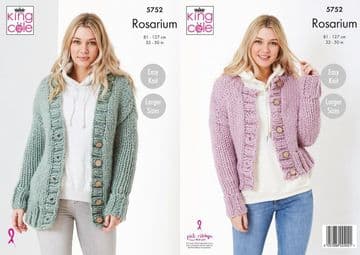 King Cole Rosarium Mega Chunky Knitting Pattern - 5752 Cardigans