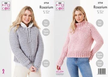 King Cole Rosarium Mega Chunky Knitting Pattern - 5754 Sweaters