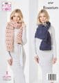 King Cole Rosarium Mega Chunky Knitting Pattern - 5757 Scarves