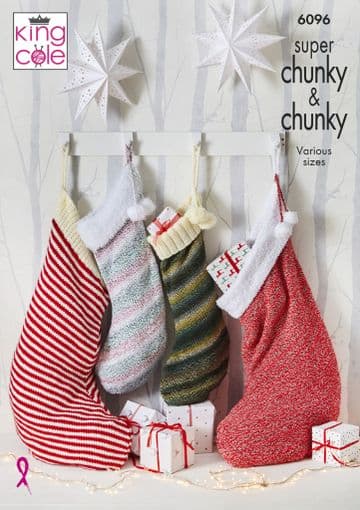 King Cole Super Chunky & Chunky Knitting Pattern - 6096 Christmas Stockings