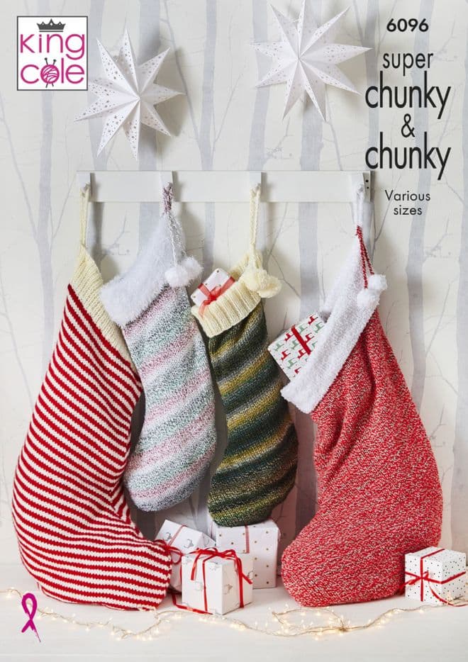 King Cole Super Chunky  & Chunky Knitting Pattern - 6096 Christmas Stockings