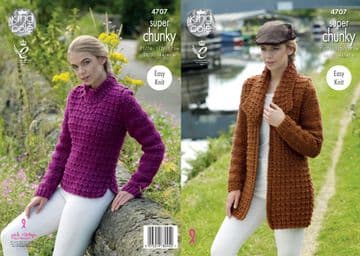 King Cole Super Chunky Knitting Pattern - 4707 Ladies Jacket & Sweater