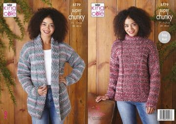 King Cole Super Chunky Knitting Pattern - 5779 Jacket & Sweater