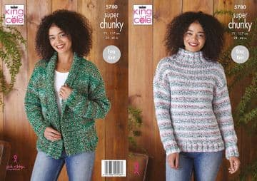 King Cole Super Chunky Knitting Pattern - 5780 Jacket & Sweater