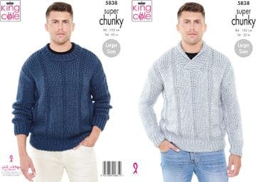 King Cole Super Chunky Knitting Pattern - 5838 Sweaters