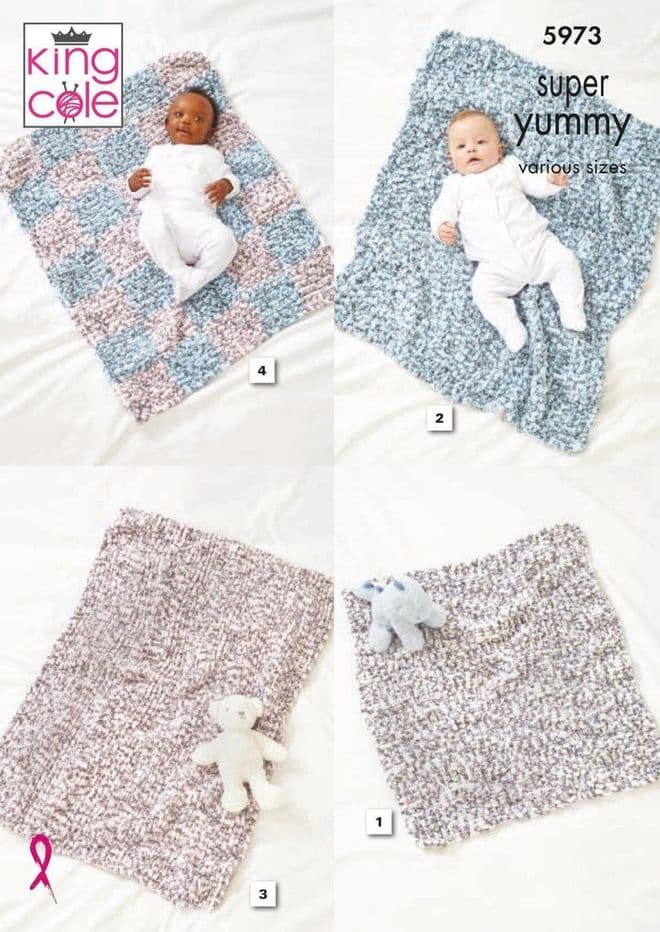 King Cole Super Chunky Knitting Pattern - 5973 Blankets