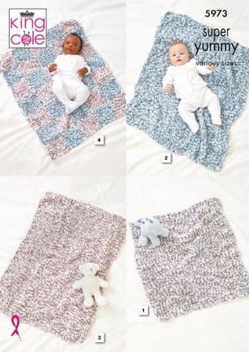 King Cole Super Chunky Knitting Pattern - 5973 Blankets