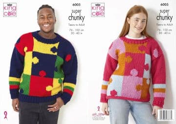 King Cole Super Chunky Knitting Pattern - 6005 Sweaters