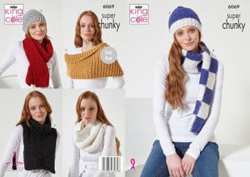 King Cole Super Chunky Knitting Pattern - 6069 Various Accessories