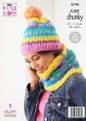 King Cole Super Chunky Knitting Pattern - 6196 Ladies Sweater, Hat & Snood