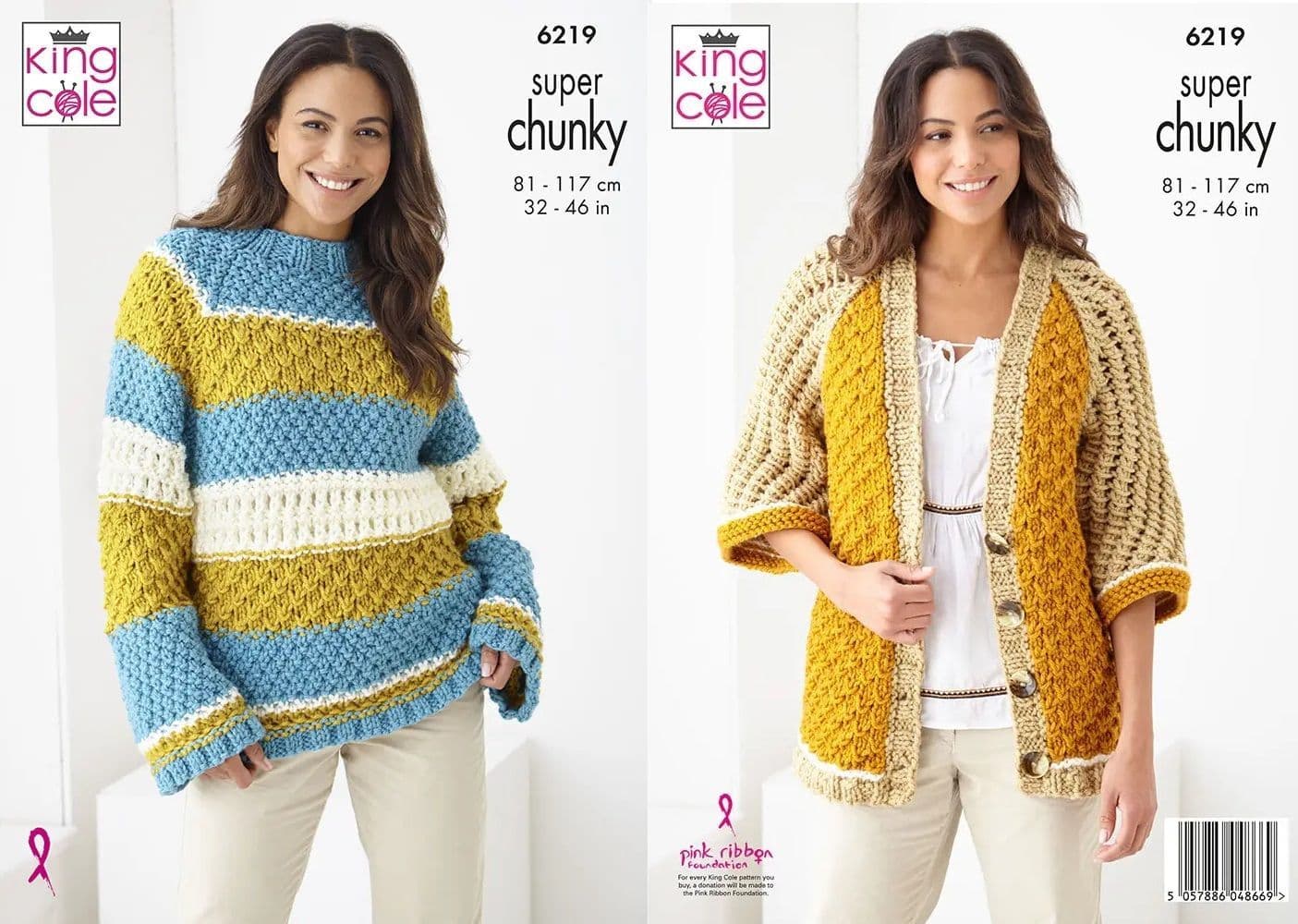 King Cole Super Chunky Knitting Pattern 6219 Ladies Sweater