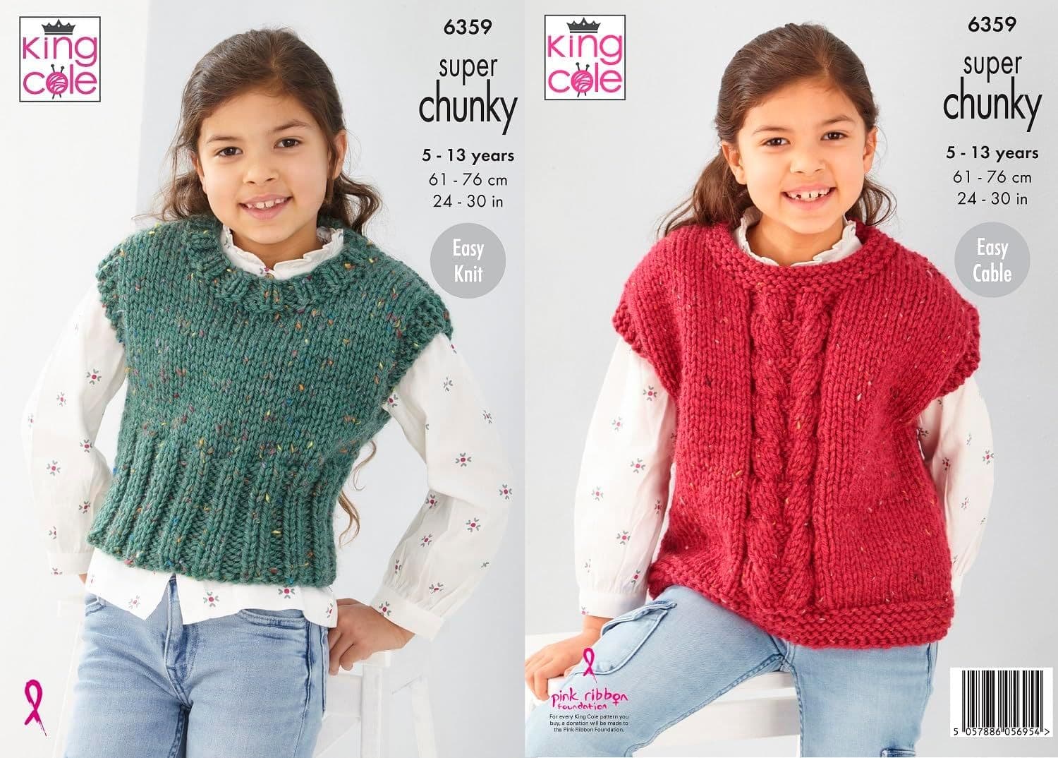 King Cole Super Chunky Knitting Pattern - 6359 Children s Tank Tops 2 ...