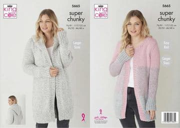 King Cole Timeless Classic Super Chunky Knitting Pattern - 5665 Jacket