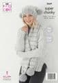 King Cole Timeless Classic Super Chunky Knitting Pattern - 5669 Sweater, Hat & Scarf