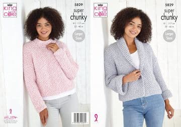 King Cole Timeless Classic Super Chunky Knitting Pattern - 5829 Jacket & Sweater