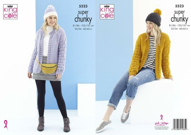 King Cole Timeless Super Chunky Knitting Pattern - 5523 Cardigans