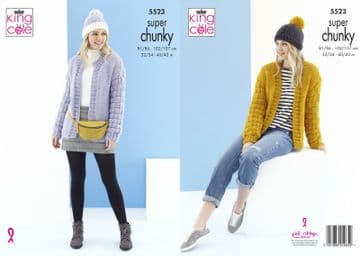 King Cole Timeless Super Chunky Knitting Pattern - 5523 Cardigans
