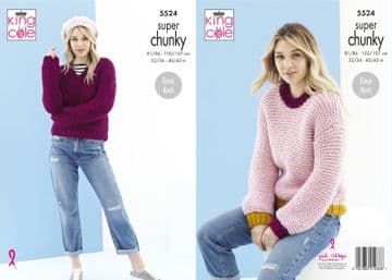 King Cole Timeless Super Chunky Knitting Pattern - 5524 Sweaters