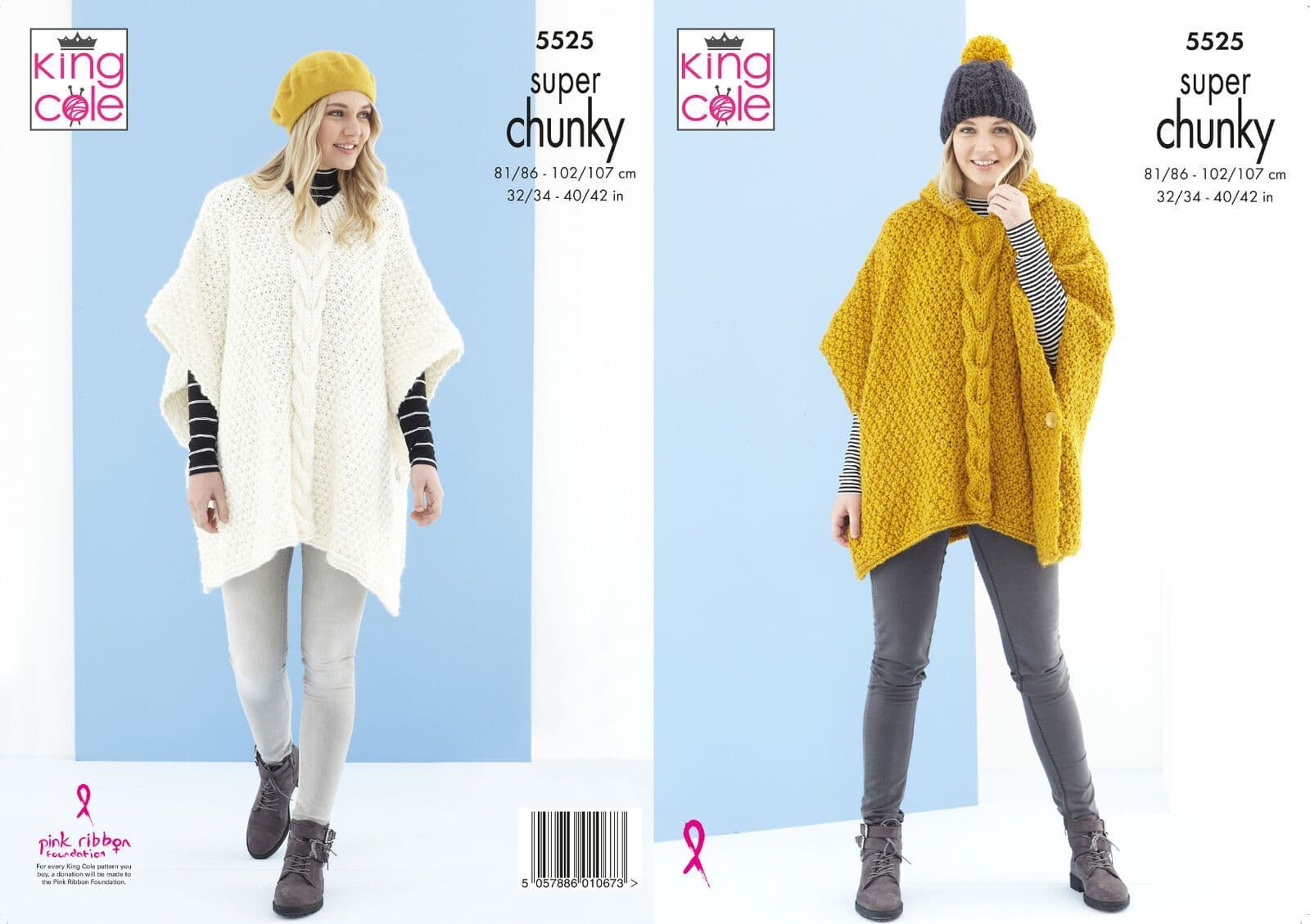 King Cole Timeless Super Chunky Knitting Pattern 5525 Ponchos