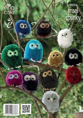 King Cole Tinsel Chunky - 9022 Owls Knitting Pattern