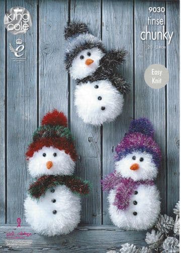 King Cole Tinsel Chunky - 9030 Snowmen Knitting Pattern